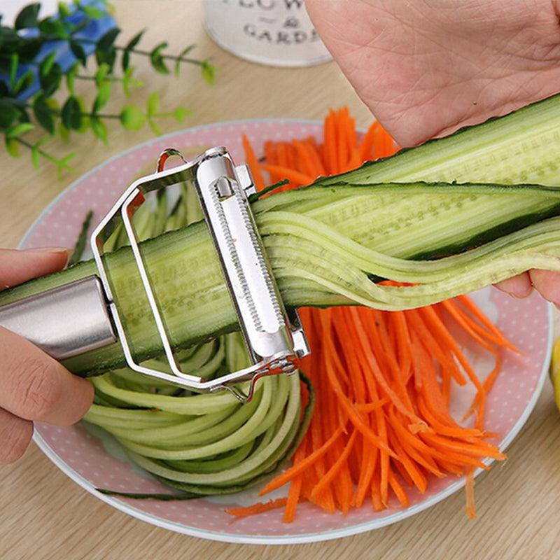 Pelador de acero inoxidable Vegetal Pepino Zanahoria Fruta Patata Doble cepillado Rallador Cepillado Accesorios de cocina gadget de cocina B