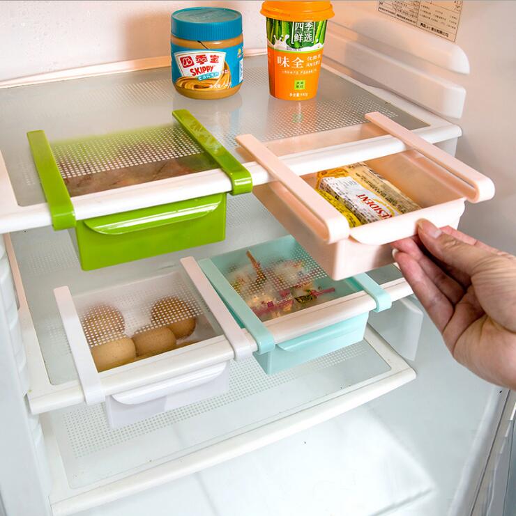 Mini ABS Slide Cocina Nevera Congelador Ahorro de espacio Organización Rack de almacenamiento Estante de baño